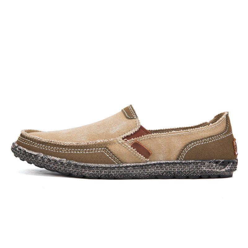 Men's Color Block Vintage Canvas Slip On Casual Loafers