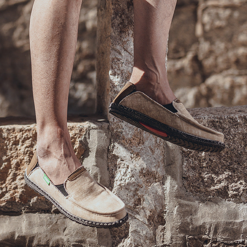 Men's Linen Canvas Slip On Vintage Casual Loafers