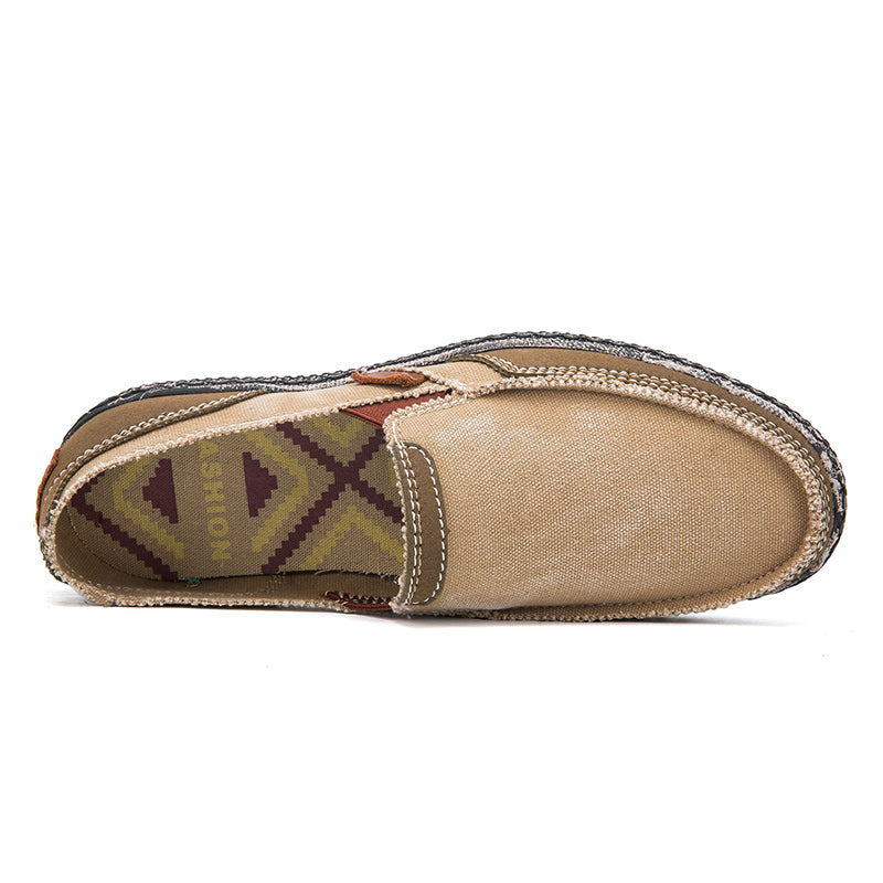 Men's Color Block Vintage Canvas Slip On Casual Loafers
