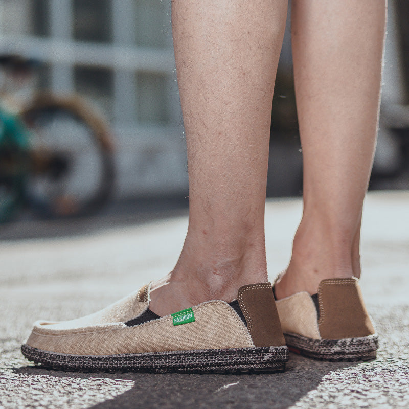 Men's Linen Canvas Slip On Vintage Casual Loafers