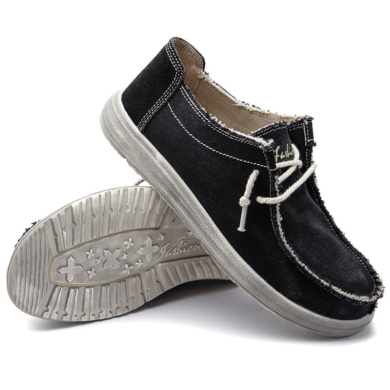 Men's Lace Up Vintage Canvas Slip On Casual Boat Loafers
