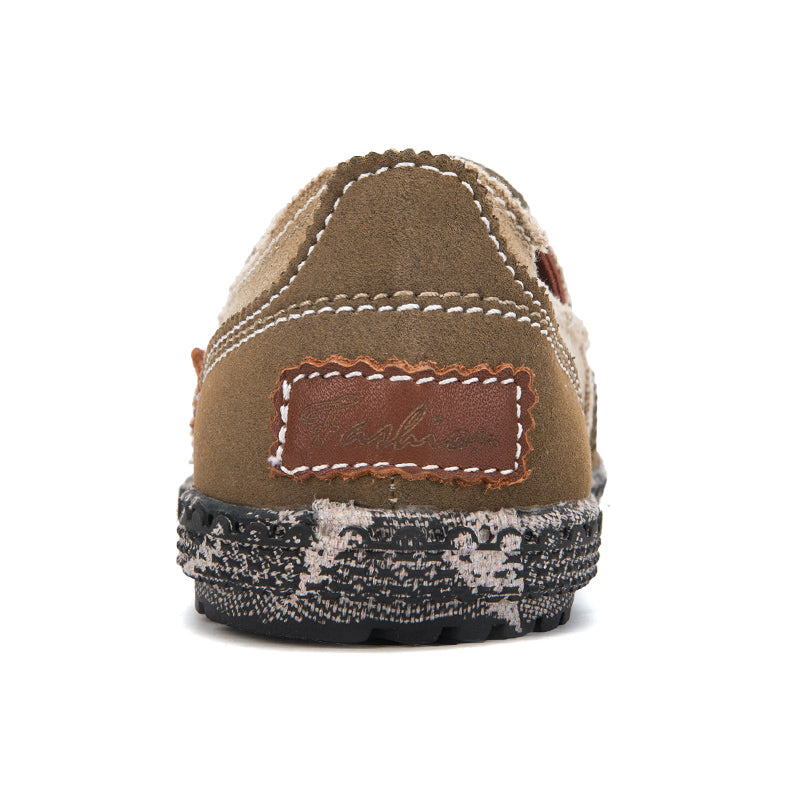 Men's Color Block Vintage Canvas Slip On Casual Loafers