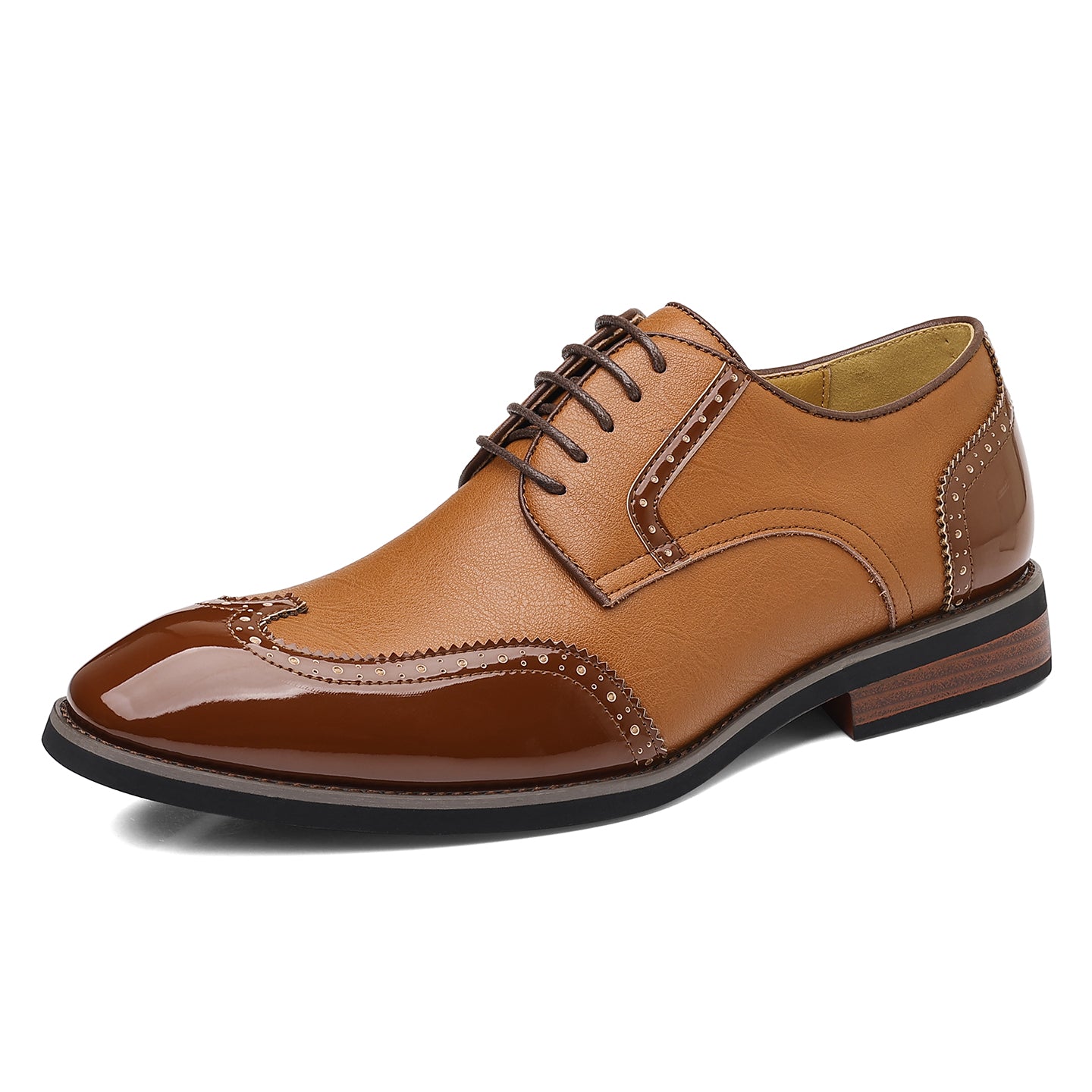 Men's Vintage Leather Brogue Lace‑up Dress Shoes