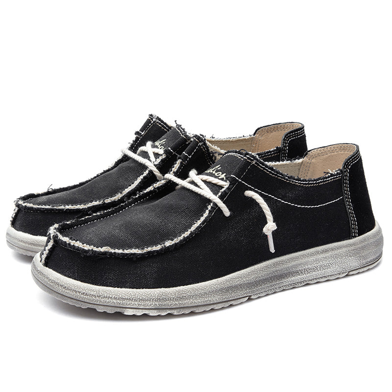 Men's Lace Up Vintage Canvas Slip On Casual Boat Loafers