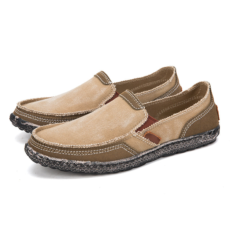 Men's Color Block Vintage Canvas Slip On Casual Loafers