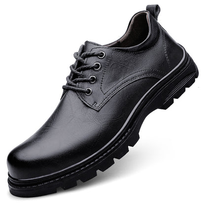 Vilocy Men's Lace Up Leather Chunky Sole Work Oxford Shoes In Black