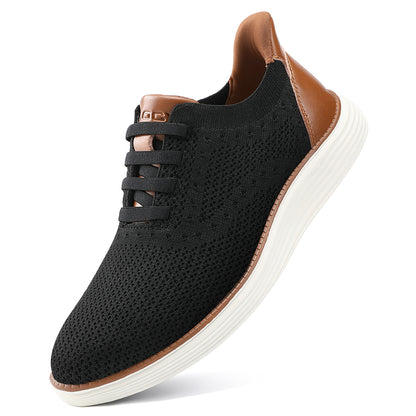 Vilocy Men's Knit Hands Free Slip-On Casual Business Oxford Shoes In Black