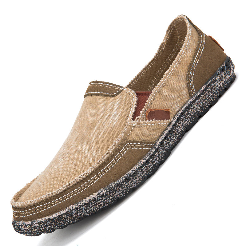 Men's Color Block Vintage Canvas Slip On Casual Loafers