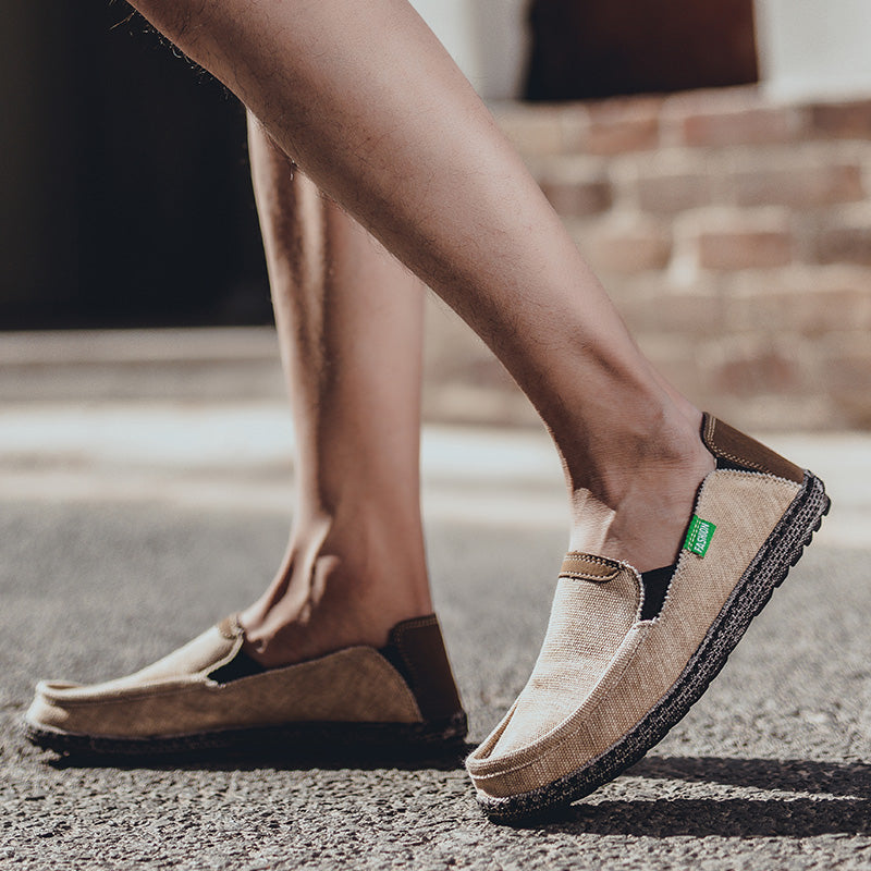 Men's Linen Canvas Slip On Vintage Casual Loafers
