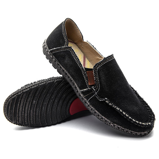 Men's Canvas Slip On Casual Moc Toe Loafers