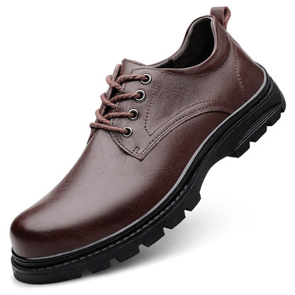 Vilocy Men's Lace Up Leather Chunky Sole Work Oxford Shoes In Brown