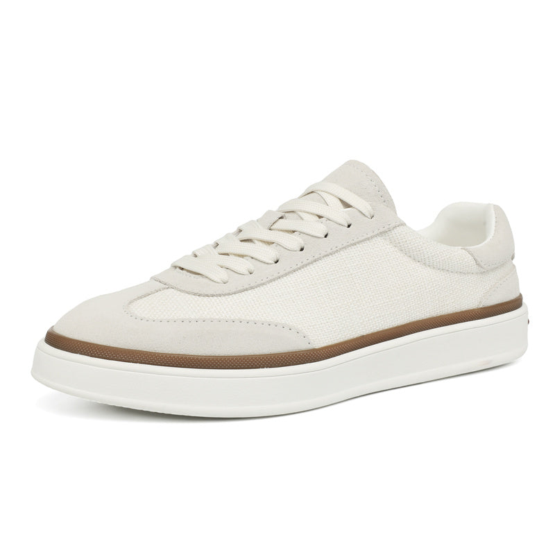 Mens Breathable Linen & Nubuck Suede Low Top Casual Sneakers