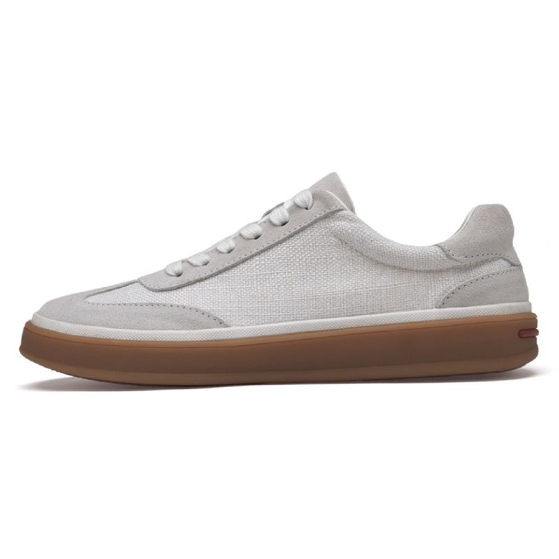 Mens Nubuck Suede Spliced Linen Low Top Casual Sneakers