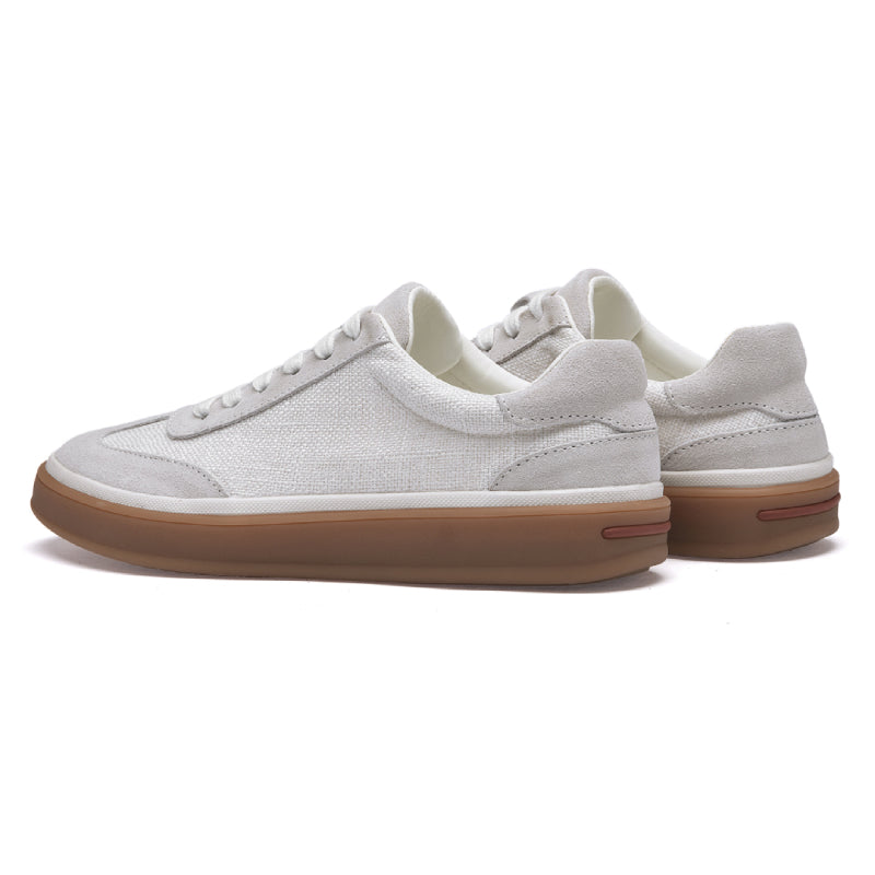Mens Nubuck Suede Spliced Linen Low Top Casual Sneakers