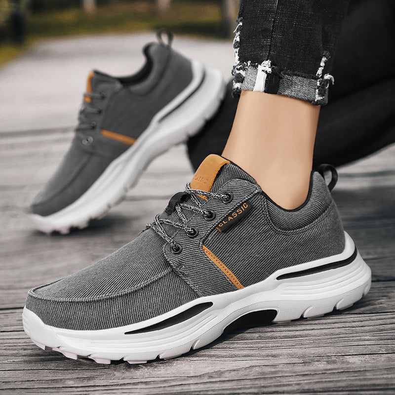 Men's Striped Canvas Lace Up Platform Casual Walking Sneakers