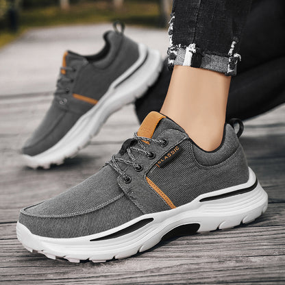 Men's Striped Canvas Lace Up Platform Casual Walking Sneakers