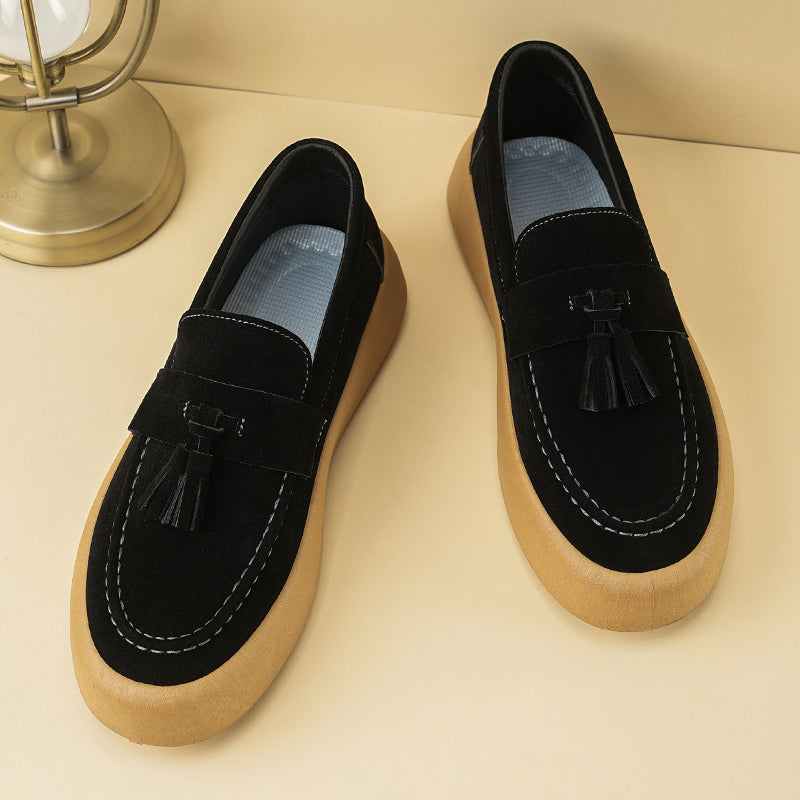 Mens Tassel Suede Slip‑On Loafers Shoes