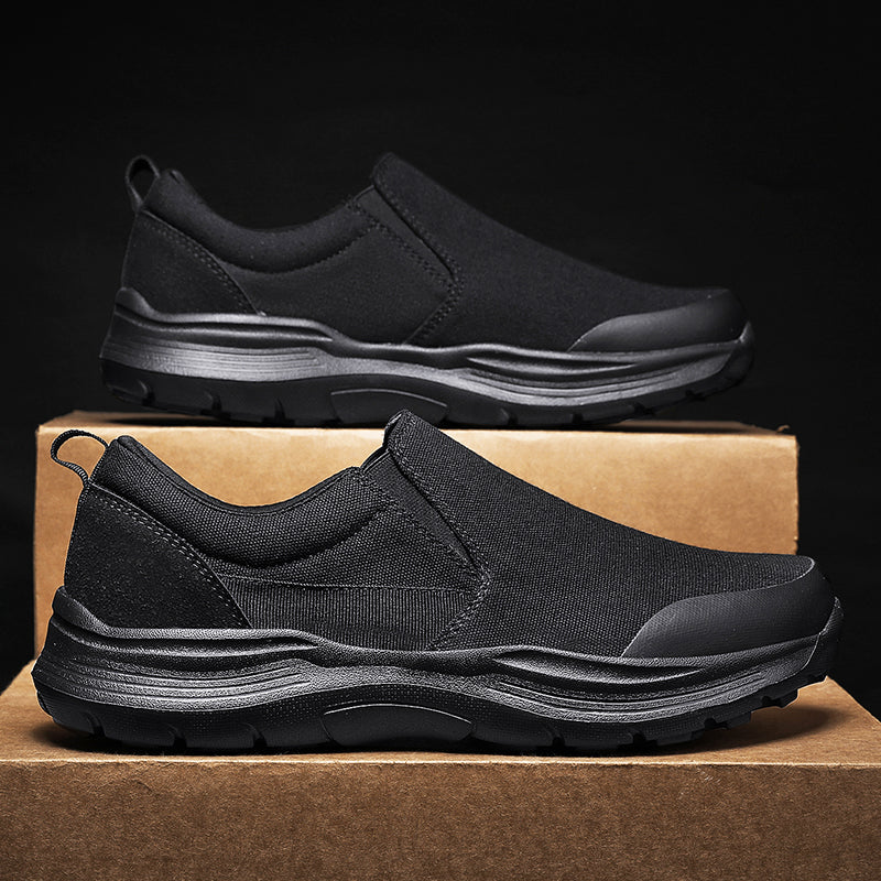 Vilocy Men's Canvas Slip On Platform Walking Shoes In Black