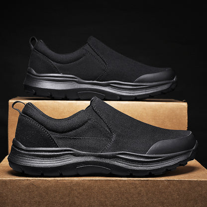 Vilocy Men's Canvas Slip On Platform Walking Shoes In Black