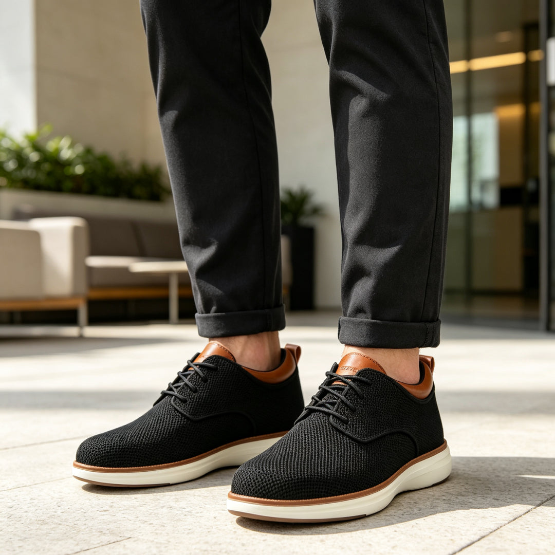 Men's Wide Breathable Knit Lace Up Oxford Casual Shoes