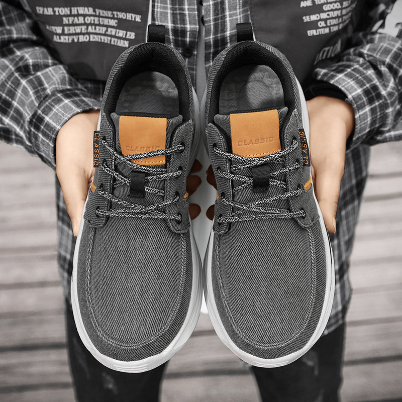 Men's Striped Canvas Lace Up Platform Casual Walking Sneakers