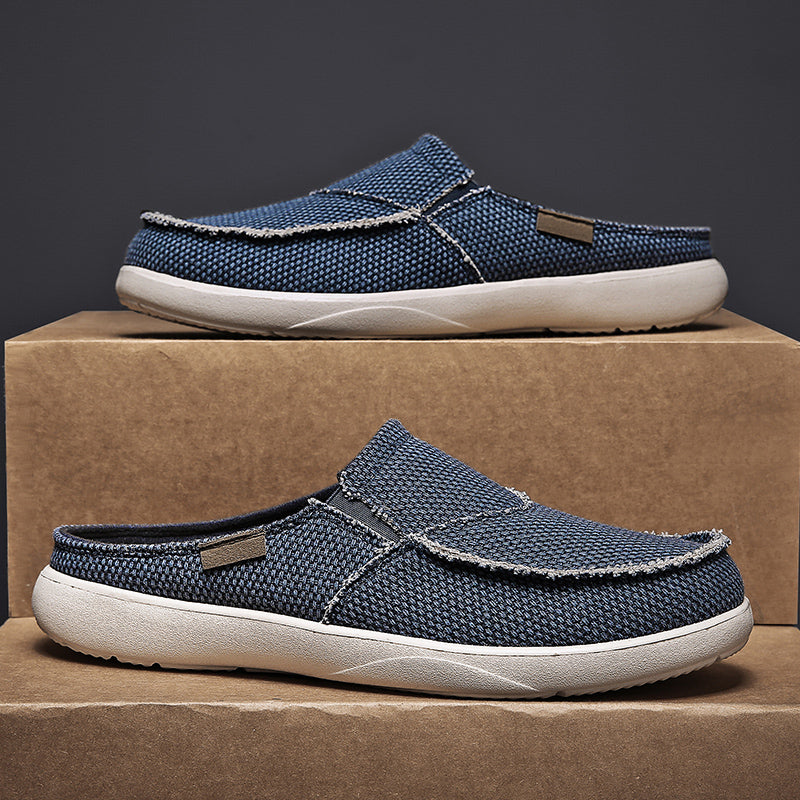 Men's Canvas Slip On Backless Mule Casual Loafers
