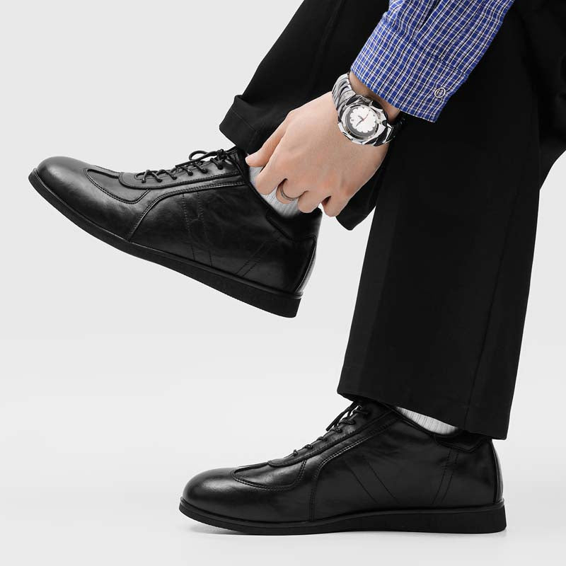 Mens Black Retro Low Top Casual German Trainer