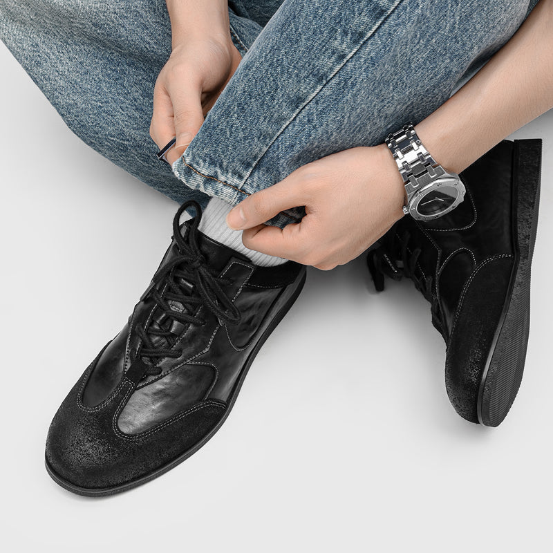 Mens Black Low Tops Casual Trainer Sneakers