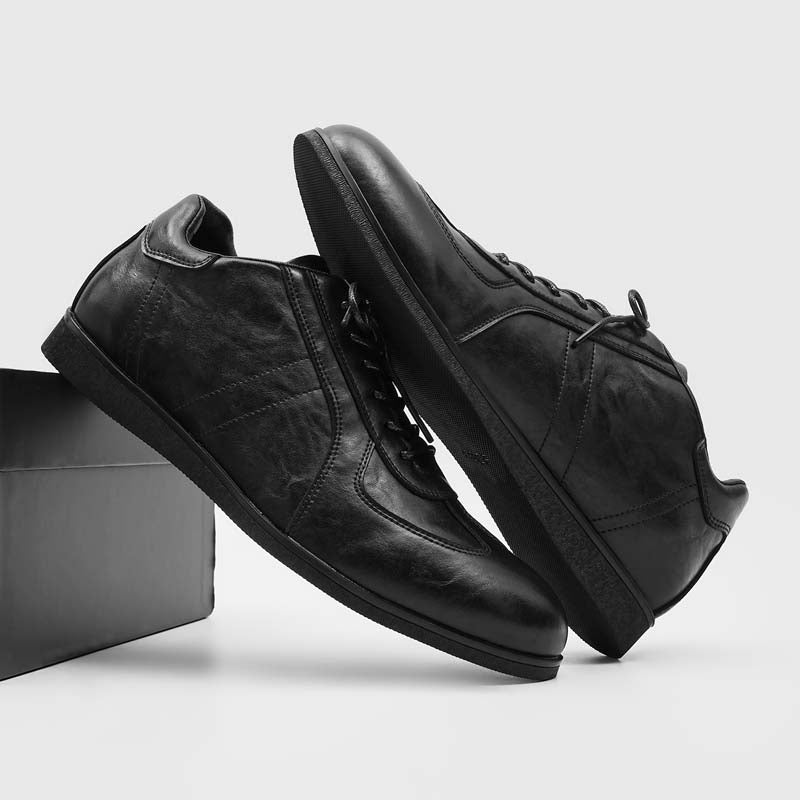 Mens Black Retro Low Top Casual German Trainer
