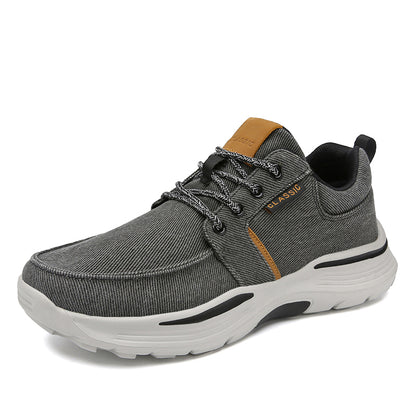 Men's Striped Canvas Lace Up Platform Casual Walking Sneakers