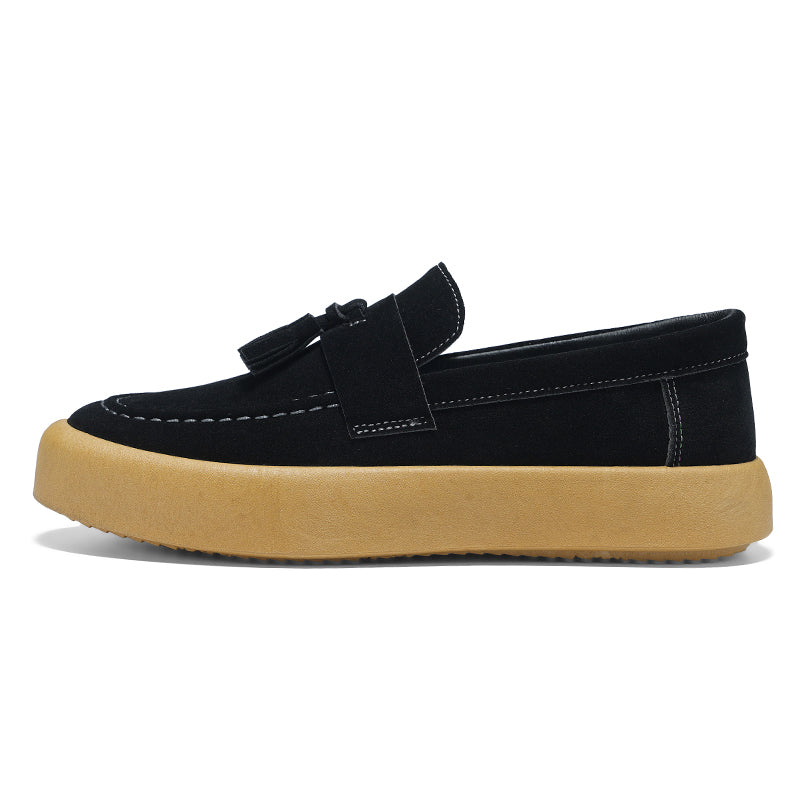 Mens Tassel Suede Slip‑On Loafers Shoes