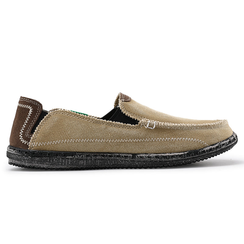 Men's Slip on Deck Shoes Canvas Loafer Vintage Flat Boat Shoes