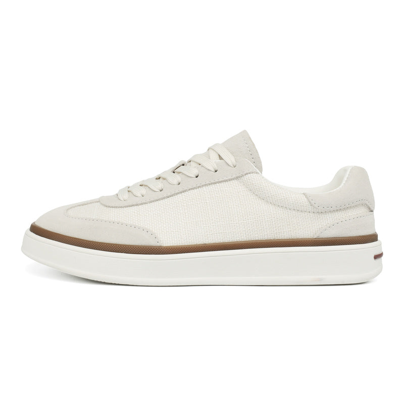 Mens Breathable Linen & Nubuck Suede Low Top Casual Sneakers