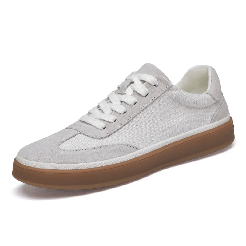 Mens Nubuck Suede Spliced Linen Low Top Casual Sneakers