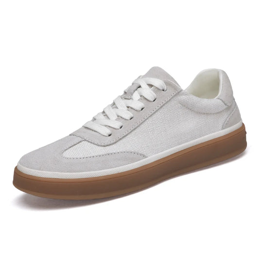 Mens Nubuck Suede Spliced Linen Low Top Casual Sneakers