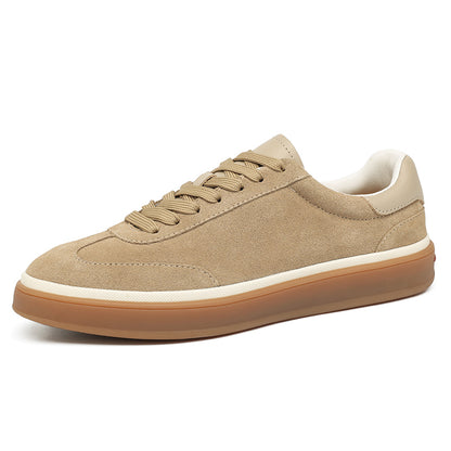 VILOCY Mens Suede Leather Low‑Top Casual Trainer Sneakers In Khaki