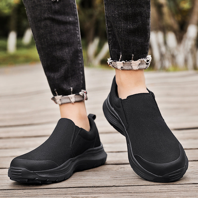 Vilocy Men's Canvas Slip On Platform Walking Shoes IN Black