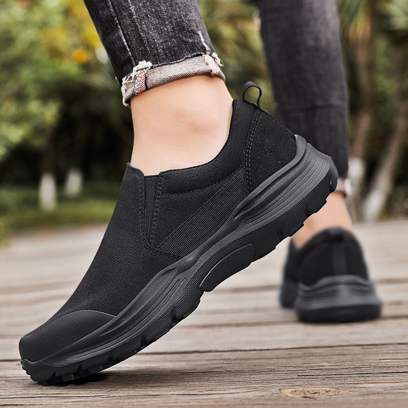 Vilocy Men's Canvas Slip On Platform Walking Shoes In Black 