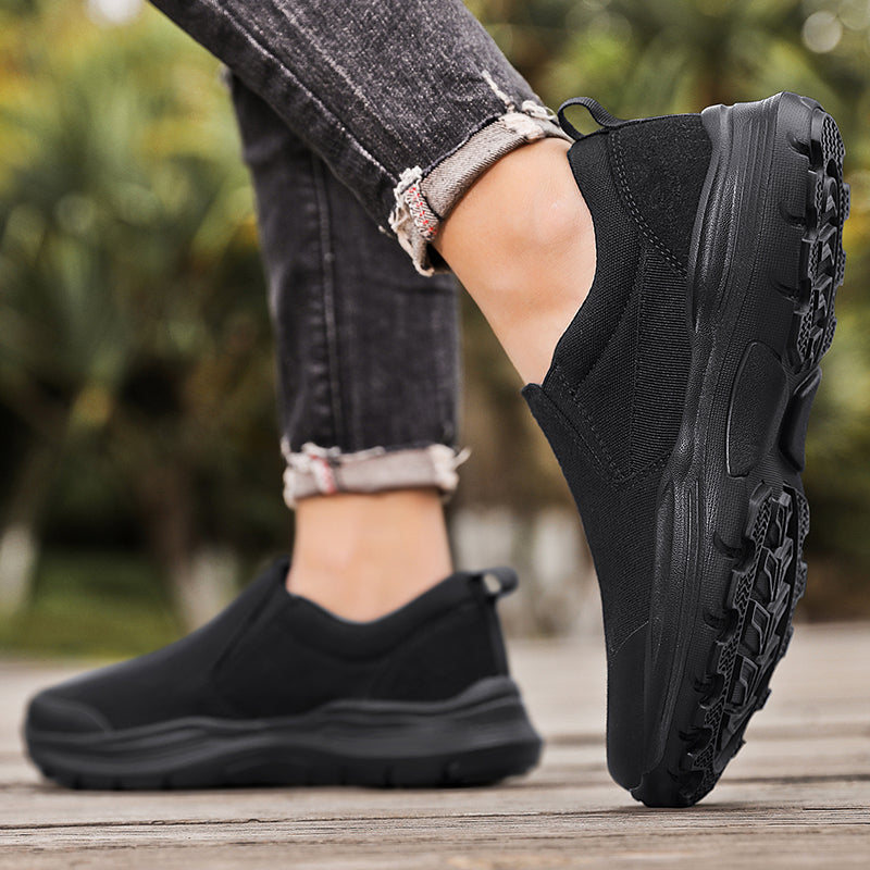 Vilocy Men's Canvas Slip On Platform Walking Shoes In Black