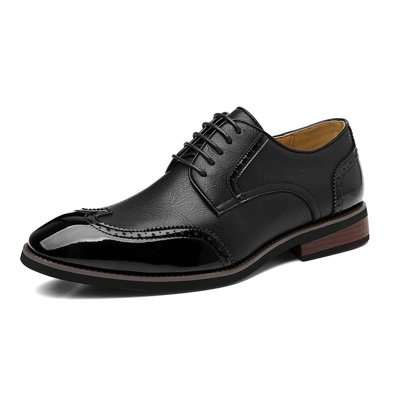 Men's Vintage Leather Brogue Lace‑up Dress Shoes