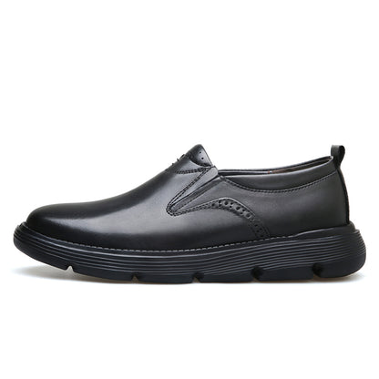 VILOCY Men's Business Casual Slip On Leather Shoes In Black