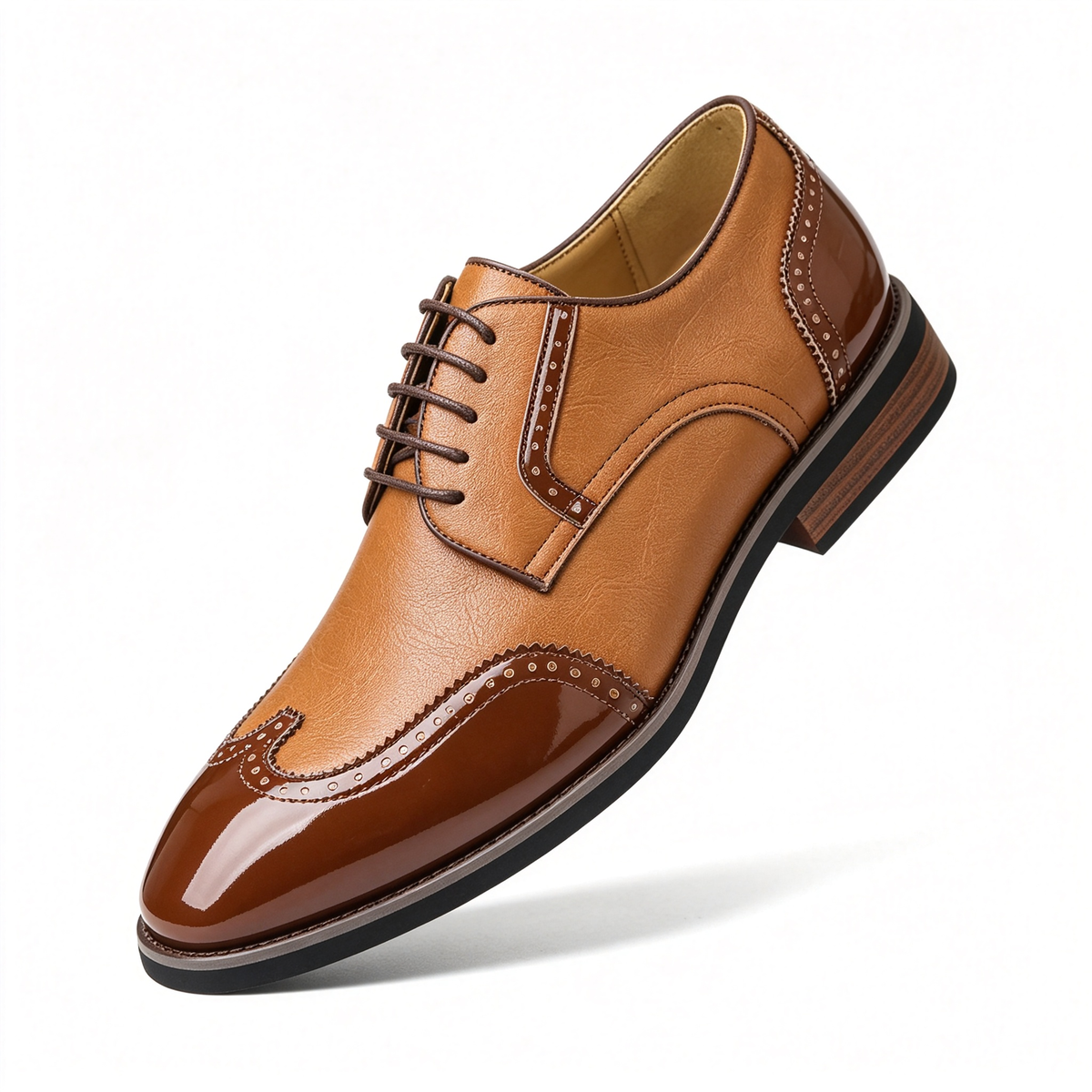 Men's Vintage Leather Brogue Lace‑up Dress Shoes