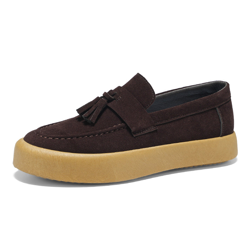 Mens Tassel Suede Slip‑On Loafers Shoes