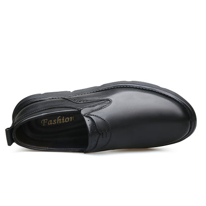 VILOCY Men's Business Casual Slip On Leather Shoes In Black