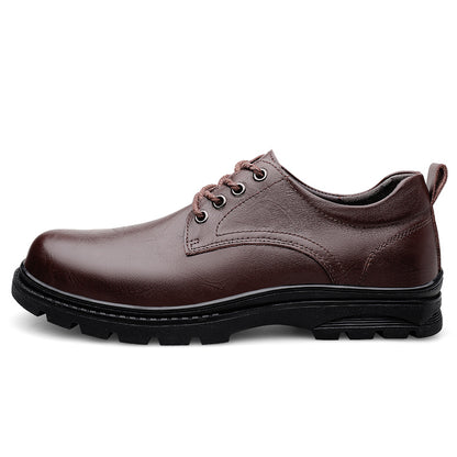 Vilocy Men's Lace Up Leather Chunky Sole Work Oxford Shoes In Brown