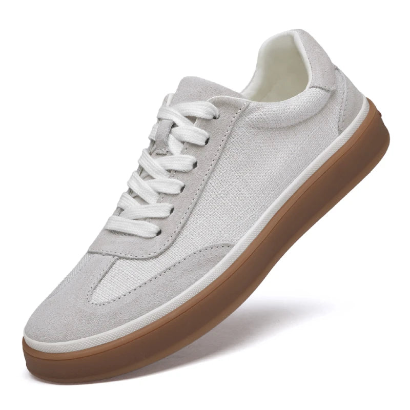 Mens Nubuck Suede Spliced Linen Low Top Casual Sneakers