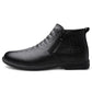 Men's High-Top Casual Leather Shoes Zipper Head Layer Cowhide Comfortable Breathable Formal Leather Shoes