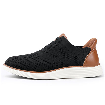 Vilocy Men's Knit Hands Free Slip-On Casual Business Oxford Shoes In Black