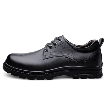 Vilocy Men's Lace Up Leather Chunky Sole Work Oxford Shoes In Black