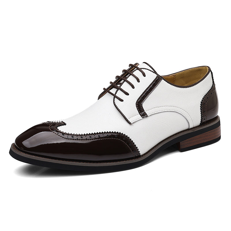 Men's Vintage Leather Brogue Lace‑up Dress Shoes